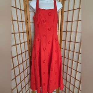 NWT NICOLE MILLER NY RED COTTON SLEEVELESS FIT&FLARE SUMMER MIDI DRESS LARGE